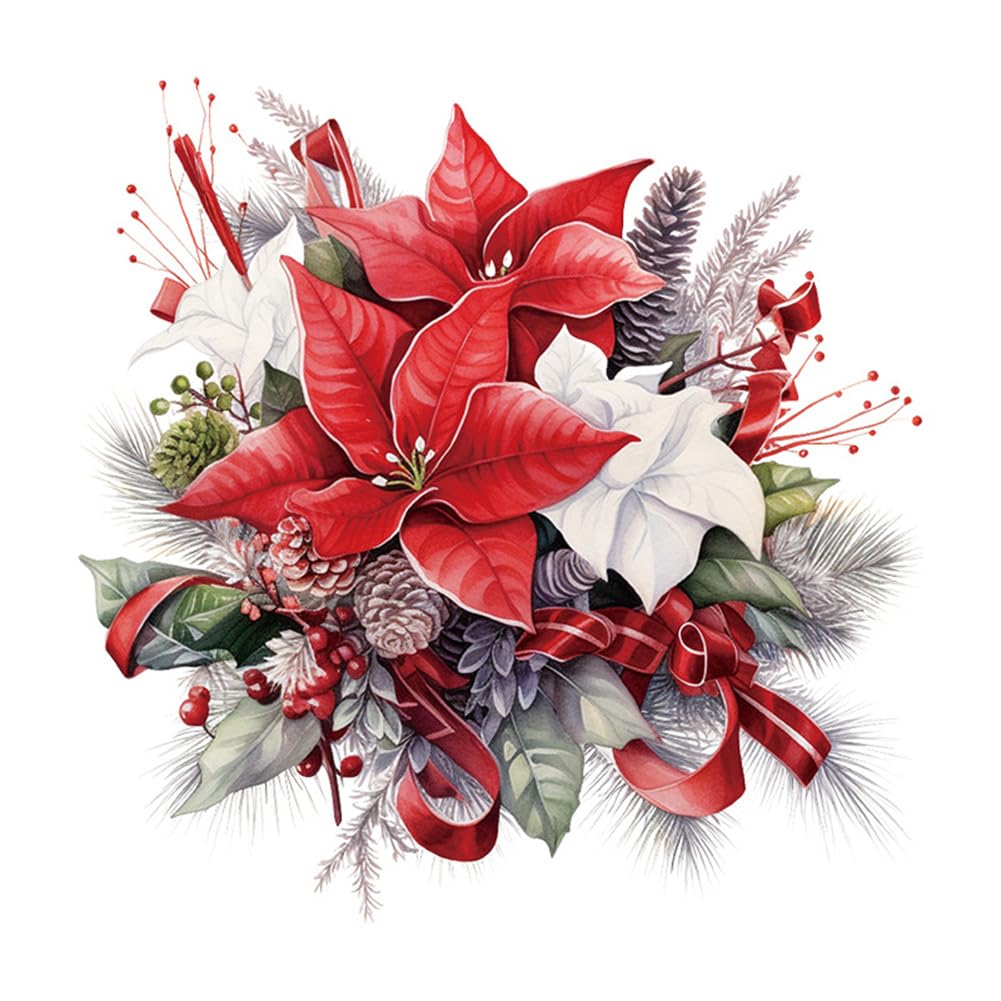 Garvee Christmas Flower Toilet Seat Stickers Self-Adhesive DIY PVC Toilet Decals for Bathroom Cistern Restroom Power Switch Decor PVC 1 As Shown