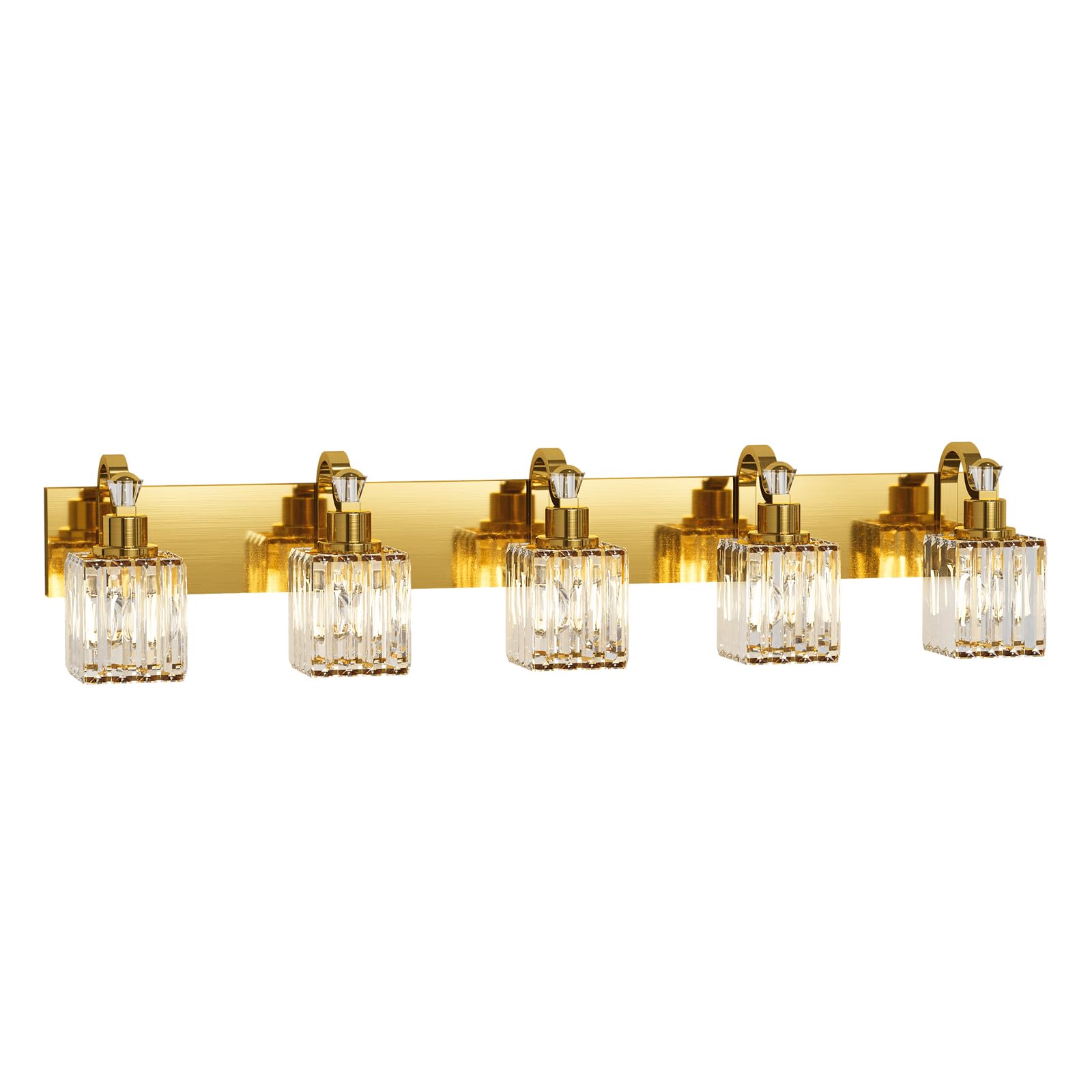 Garvee Modern Crystal Bathroom Vanity Lights Gold Bathroom Light Fixtures Crystal Vanity Shower Lights Over Mirror, Mirror Glass Crystal Bathroom Vani