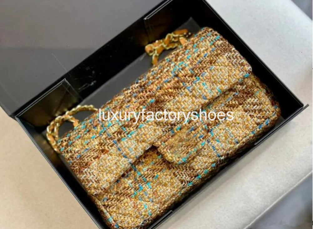 Christmas gift Tweed Fashion Classic Double Flap Bags 2025 Chain Cross Body Shoulder Famous Luxury Designer Quilted Purse Handbag