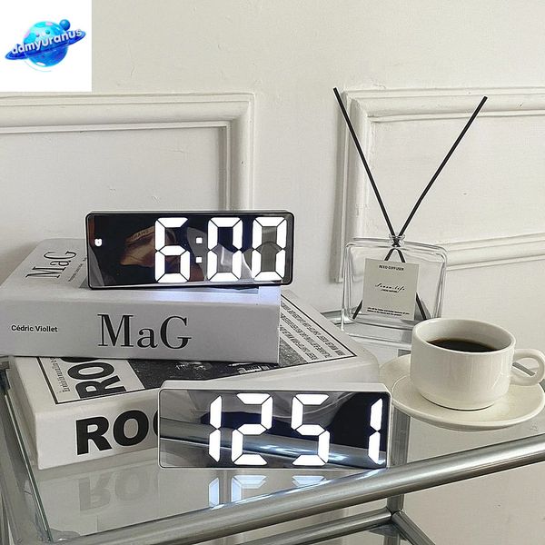ddmyuranus Smart Bedside Table Led Digital Children&#039;s Electronic Alarm Clock Curved Screen Mirror Temperature