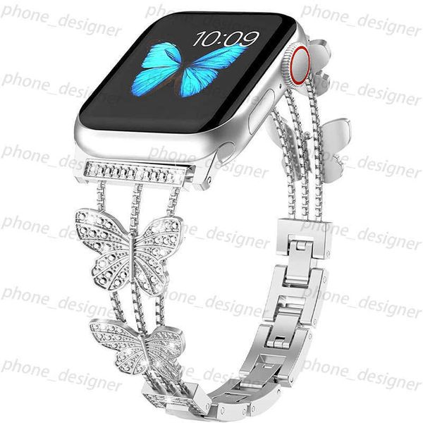 Luxury Apple Watch Band Suitable for the entire range of Apple Applewatch9-1, new small butterfly metal inlaid diamond strap