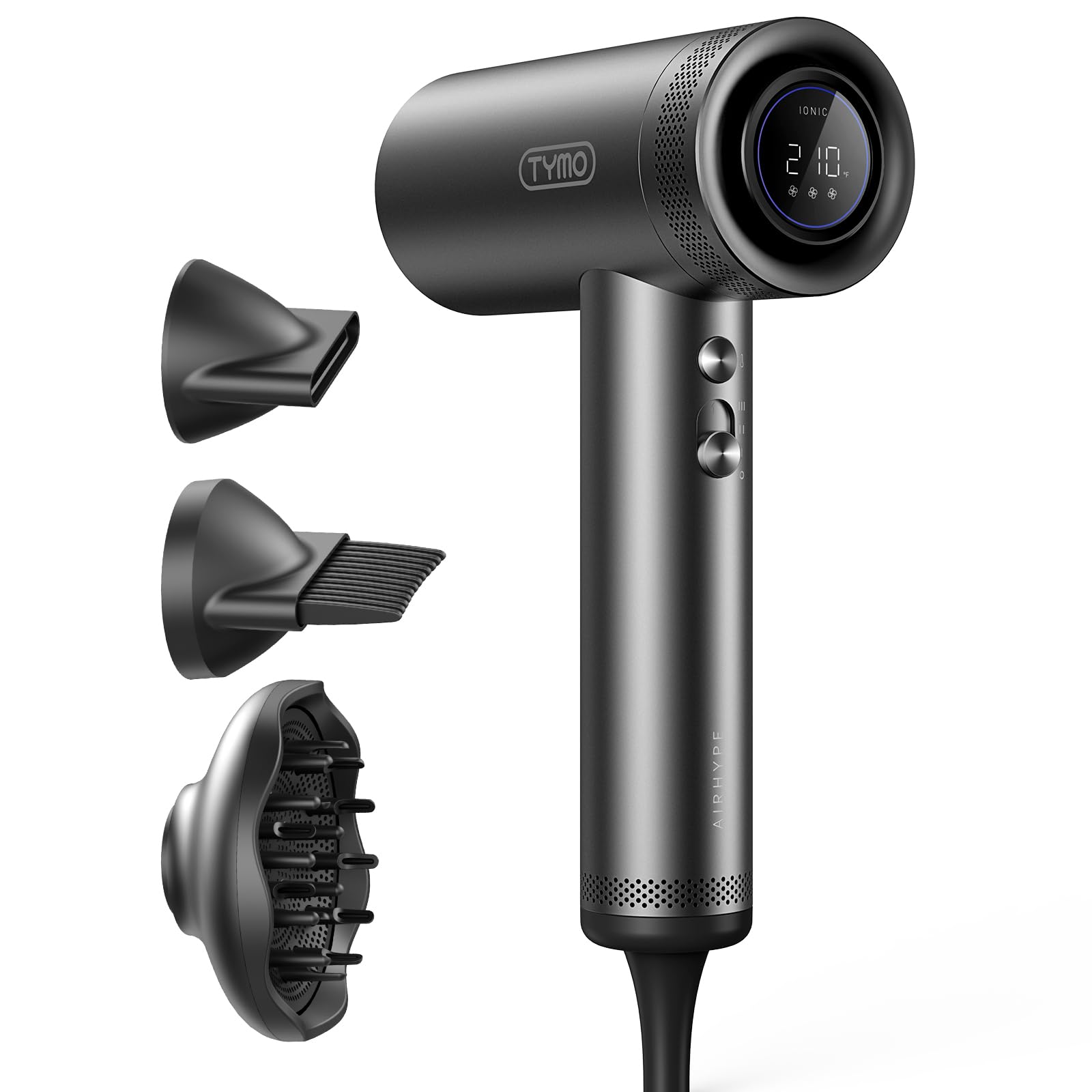 TYMO Hair Dryer with Diffuser for Women - 1500W Professional High Speed Blow Dryer with Comb, 110,000RPM Fast Dry, 200 Million Ionic Hairdryer, 4 Temp