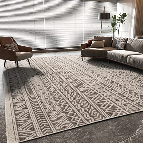 8x10 Area Rugs for Living Room Machine Washable Rug Woven Textured Neutral Boho Rug Ultra Soft Moroccan Carpet Ideal for Bedroom Dining Room Dorm Play