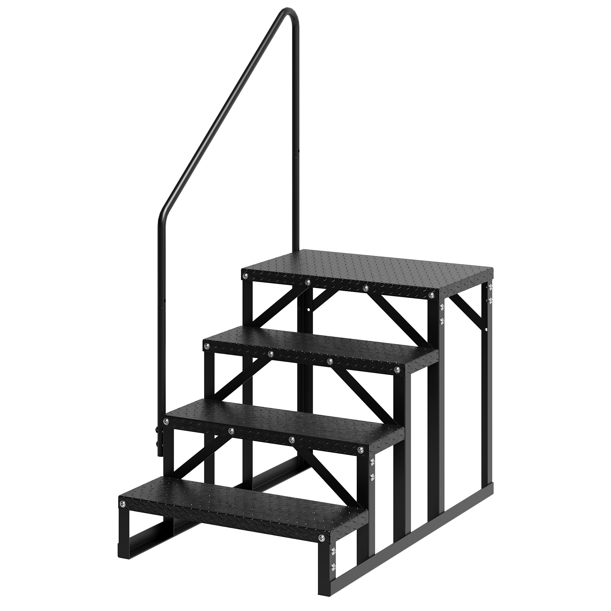 Garvee 4 Step RV Stairs with Handrail, 660lb Capacity with Anti-Slip Panel RV Steps, Alloy Steel Ladder for Easy Access to RVs, Hot Tubs, and Travel T