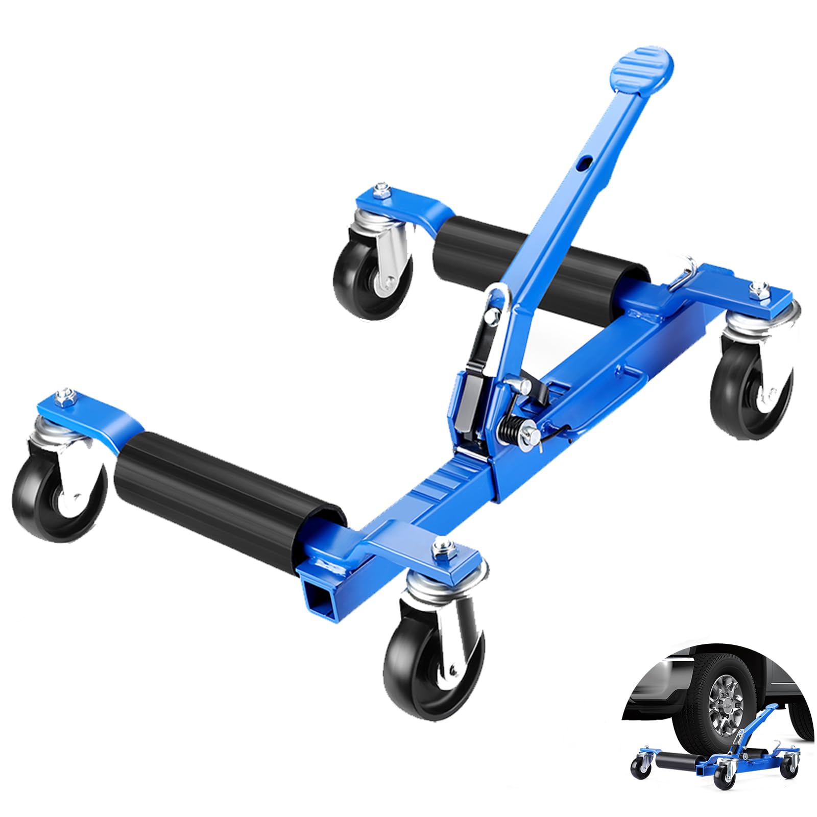 Garvee Mechanical Wheel Dolly Reinforced Steel 1500 lbs Capacity 12" Wheel Clearance Rust-Resistant Powder Coating