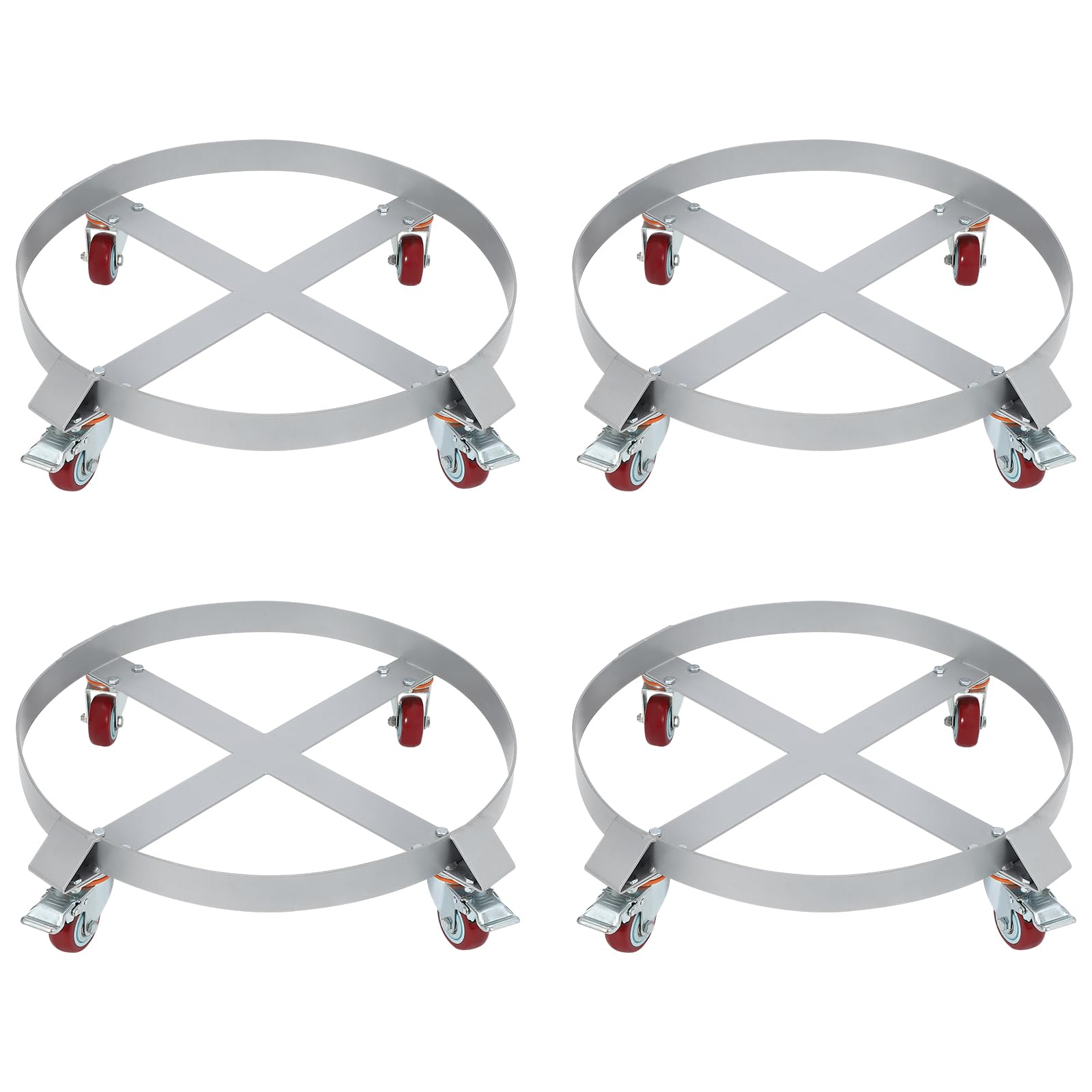 Garvee 55 Gallon Drum Dolly, 1250lbs, Steel Frame Bucket Dolly with 5 Swivel Casters Wheel, Non Tipping Barrel Dolly for Furniture-Trash-Plant (4 Whee