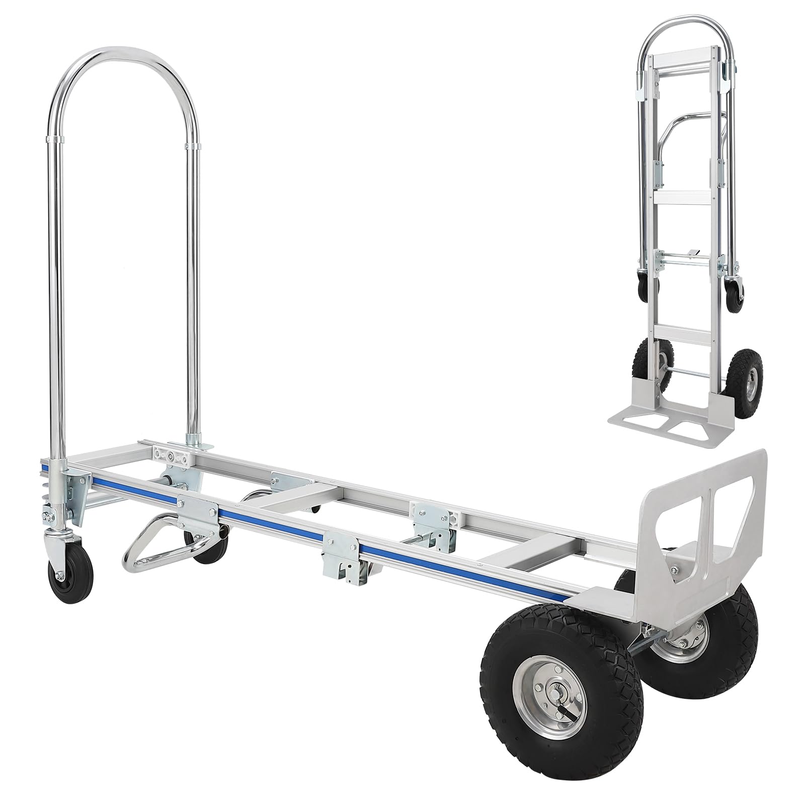 Garvee 2 in 1 Hand Truck Dolly Foldable, 770 Lbs Capacity Folding Dolly Cart with Wheels, Aluminum Convertible Hand Trucks Heavy Duty with Sliding Fra