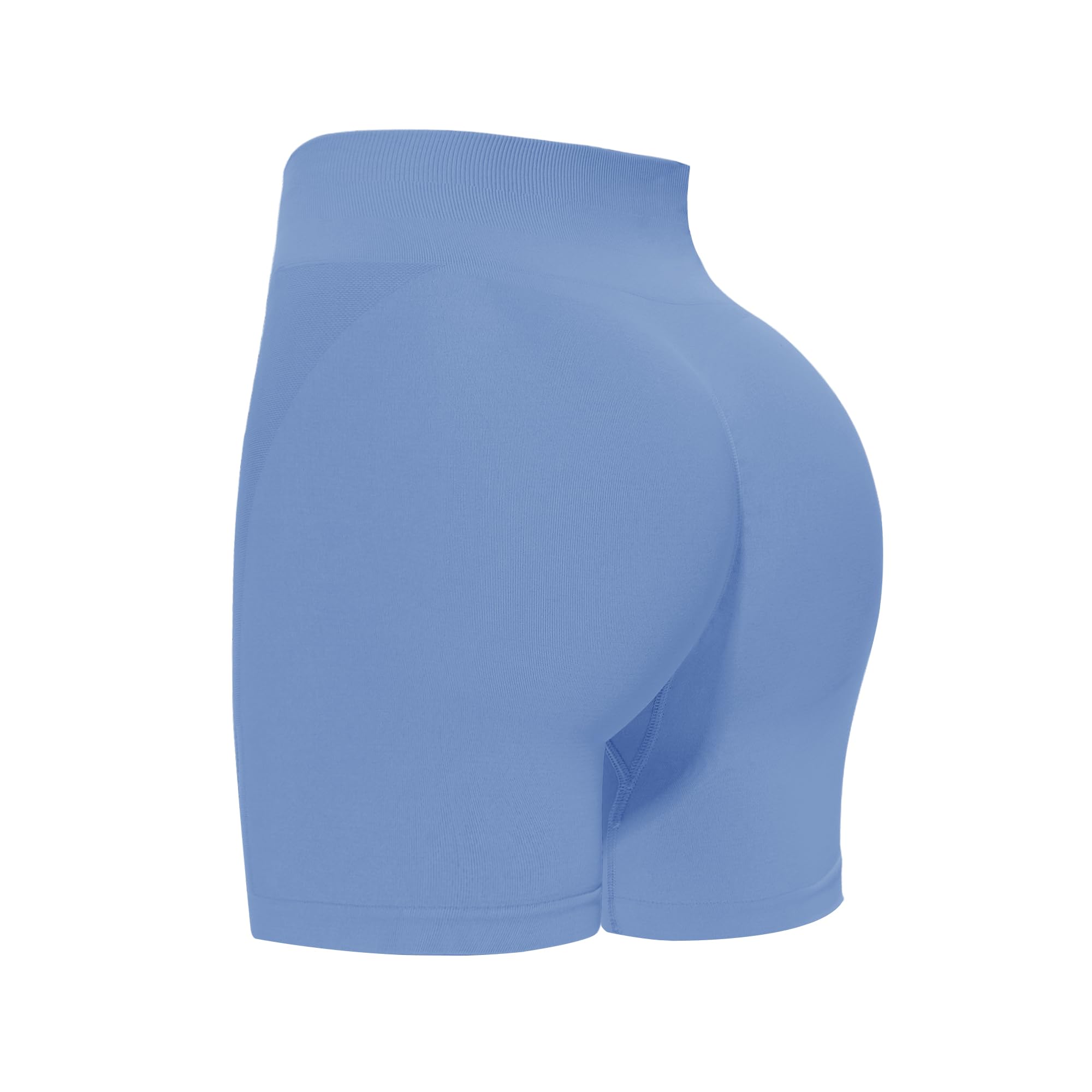 High Waisted Biker Shorts Women - 8"-5"-3" inches Soft Tummy Control Shorts for Workout, Gym, Yoga, Running Pale Blue