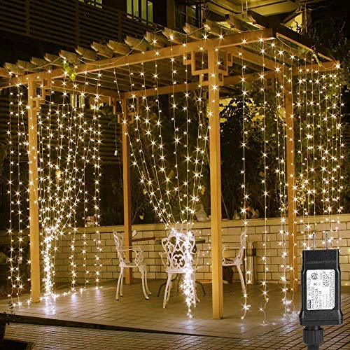 Lighting EVER 306 LED Curtain Lights with 18 Hang Down String Lights, 10×10 ft Plug in Hanging Fairy Lights for Bedroom Wall Window, Twinkle Backdrop