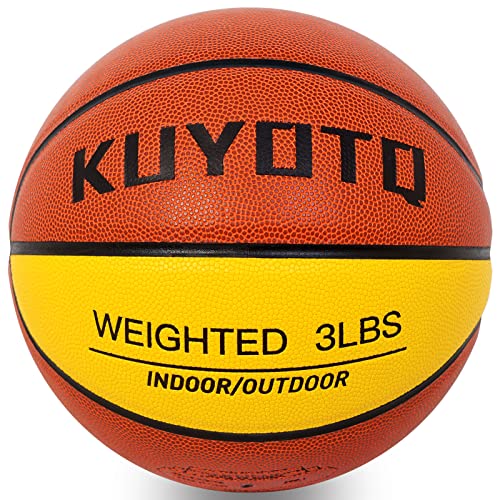 KUYOTQ 3LBS/3.3LBS/2.2LBS Weighted Heavy Basketball 29.5/28.5" Composite Indoor Outdoor Training Size 7/6 Basketball Equipment for Improving Ball Hand