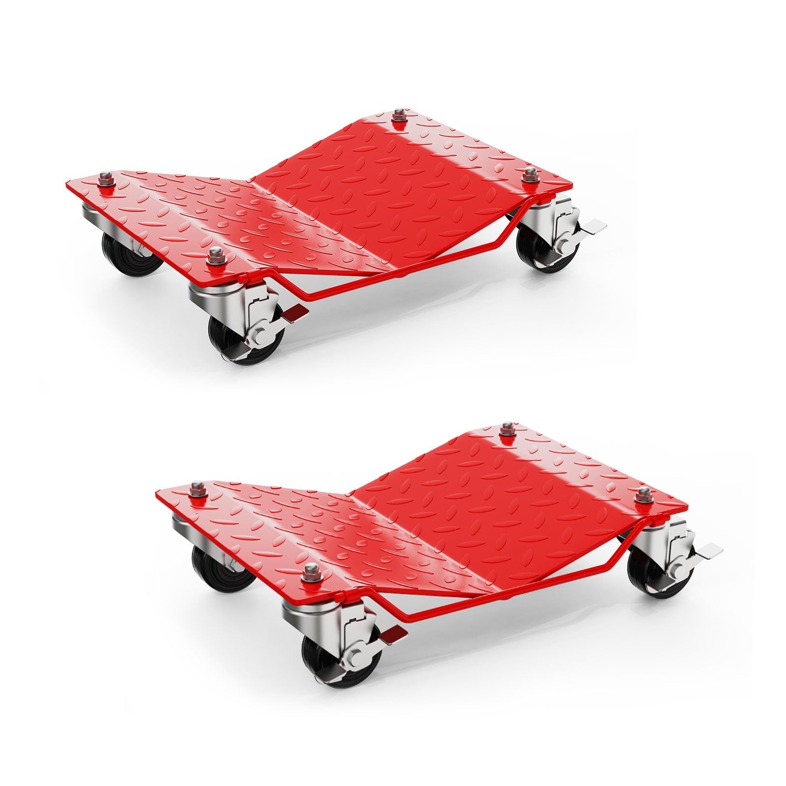 Garvee Car Wheel Dolly Set of 2 Heavy Duty Vehicle Mover Dolly with Brakes for Cars Trucks Trailers Motorcycles, 3000LBS Capacity, Red