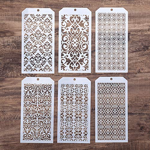 DIY Decorative Stencil Template for Scrapbooking Painting on Wall Furniture Crafts,Set of 6 (Damask)