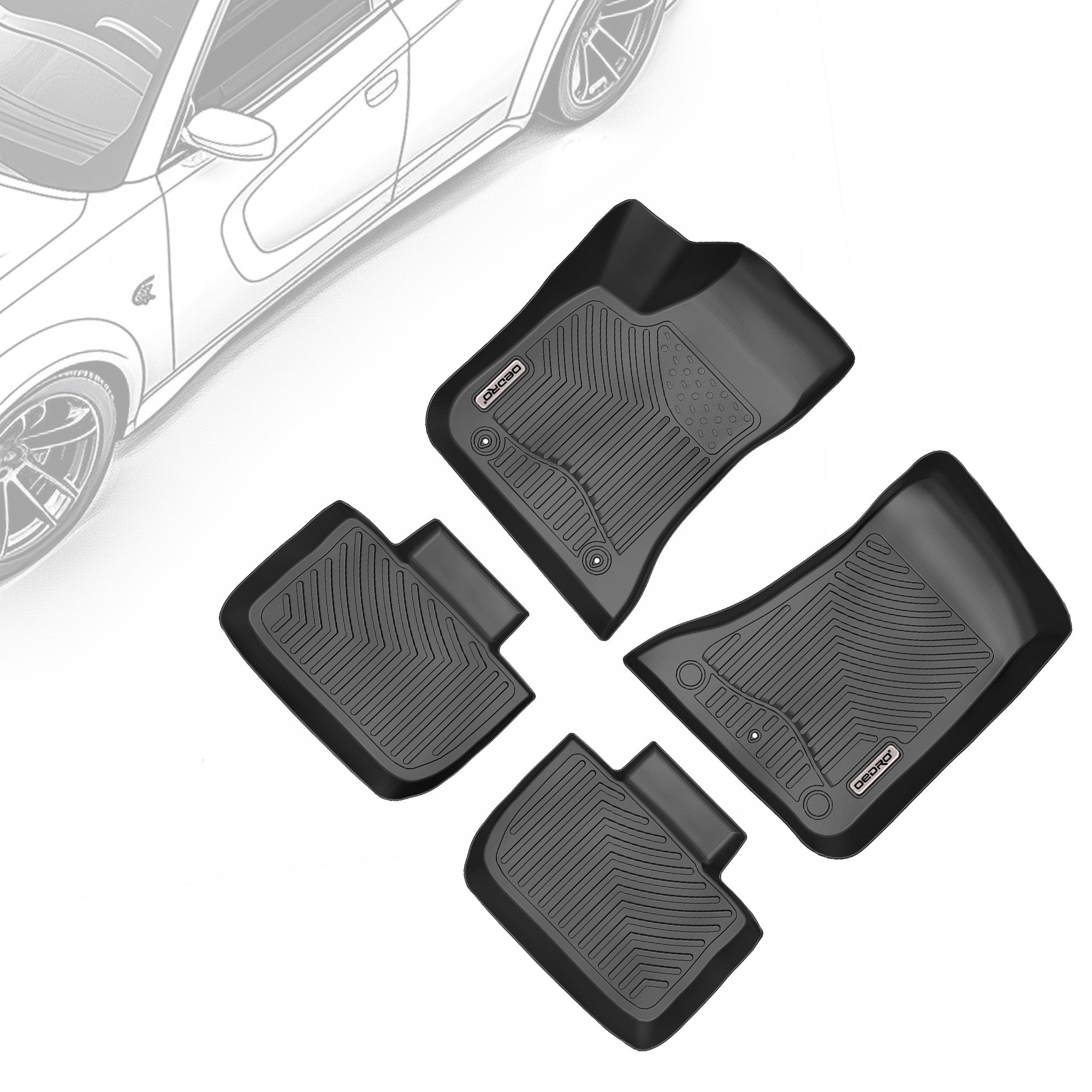 OEDRO Floor Mats for 2011-2022 Dodge Charger-Chrysler 300 RWD, Black TPE All-Weather Floor Liners