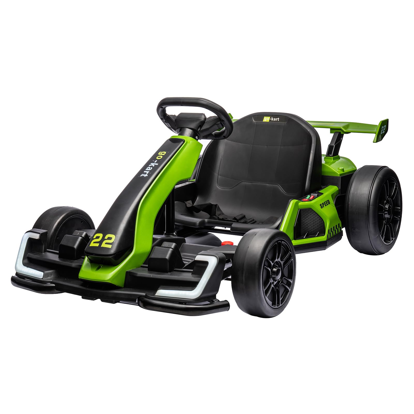 Garvee 24V Electric Go Kart, with 300W Strong Motor, Drift-Sport Mode, Big Battery, Eva Tire,Length Adjustment for Outdoor Racing Toy-Green