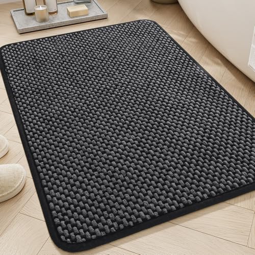 AMOAMI Chenille Bath Mat Super Absorbent Bathroom Mat Quick Dry Bath Mats for Bathroom Rubber Backed Bathroom Rugs Non Slip Washable Fit Under Door, F