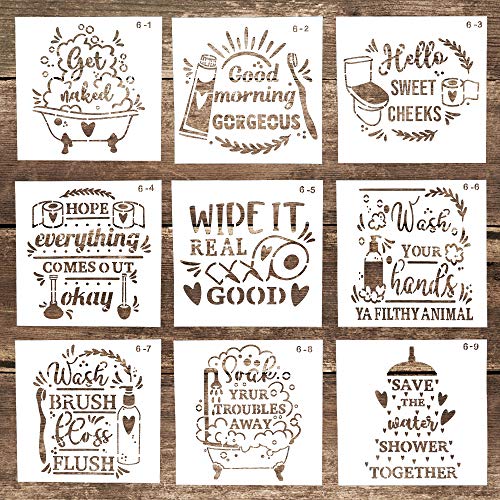 Stencil for Painting-DIY Decorative Reusable Bath Letter Stencil Template for Crafts Scrabooking Painting on Cake, Cookie, Wood,Canvas,Floor,Wall (15