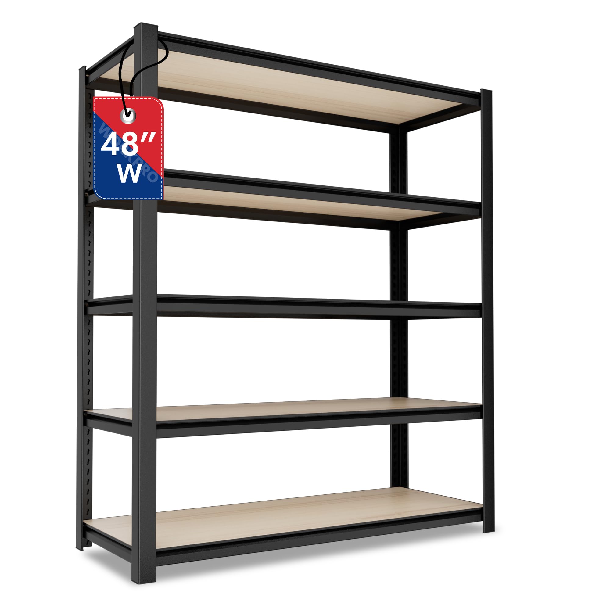 WORKPRO House 5-Tier Shelving Unit, Adjustable Heavy Duty Storage Shelves, Wood Grain Pattern, Waterproof Board, 3000lbs Boltless Shelving for Kitchen