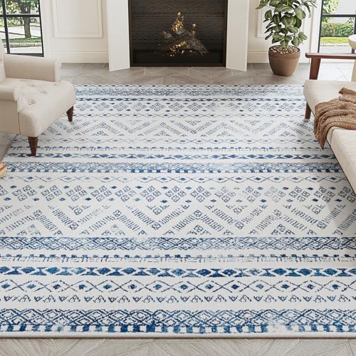 PADOOR 8x10 Rugs for Living Room Non Slip Geometric Machine Washable Rugs Neutral Area-Rugs 8x10 Modern Ultra Thin Carpet for Bedroom Dining Room, No