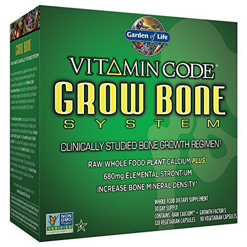 Garden of Life Calcium Supplement - Vitamin Code Grow Bone Made with Whole Foods, Strontium, Magnesium, K2 MK7, Vitamin D3 & C Plus Probiotics for Gut