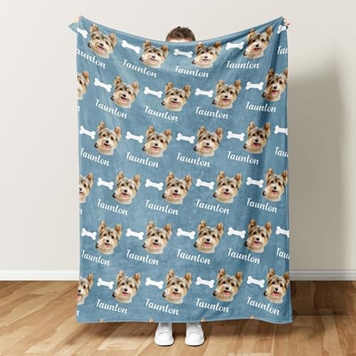 Custom Blanket with Photo Name Personalized Blankets and Throws Soft Plush Flannel Throw Blanket for Baby Kids Adults Friends Families Pets Photo P2-b