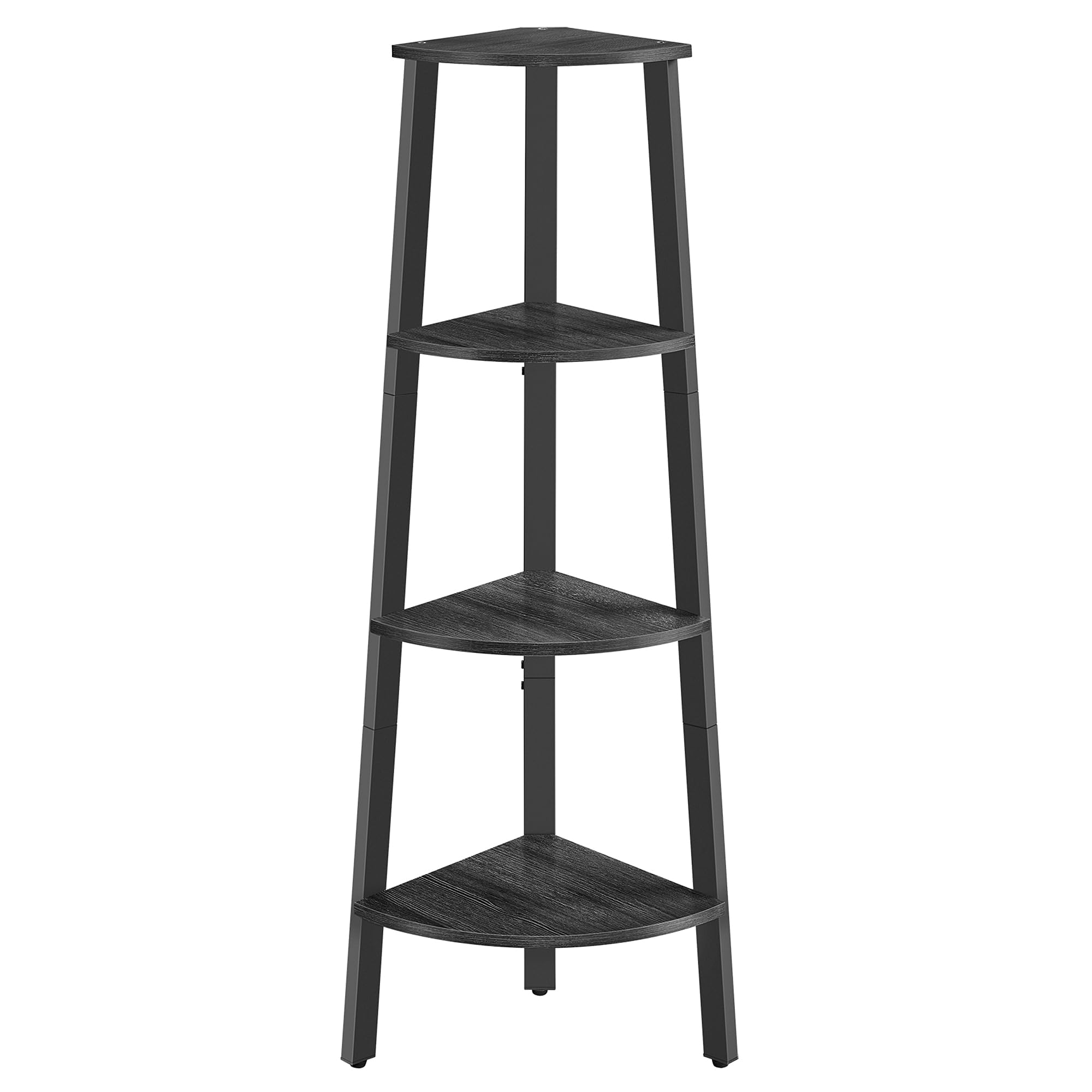 VASAGLE Corner Shelf Stand, 4-Tier Corner Bookshelf, Industrial Ladder Shelf, Plant Stand for Living Room, Office, Kitchen, Charcoal Gray and Matte Bl