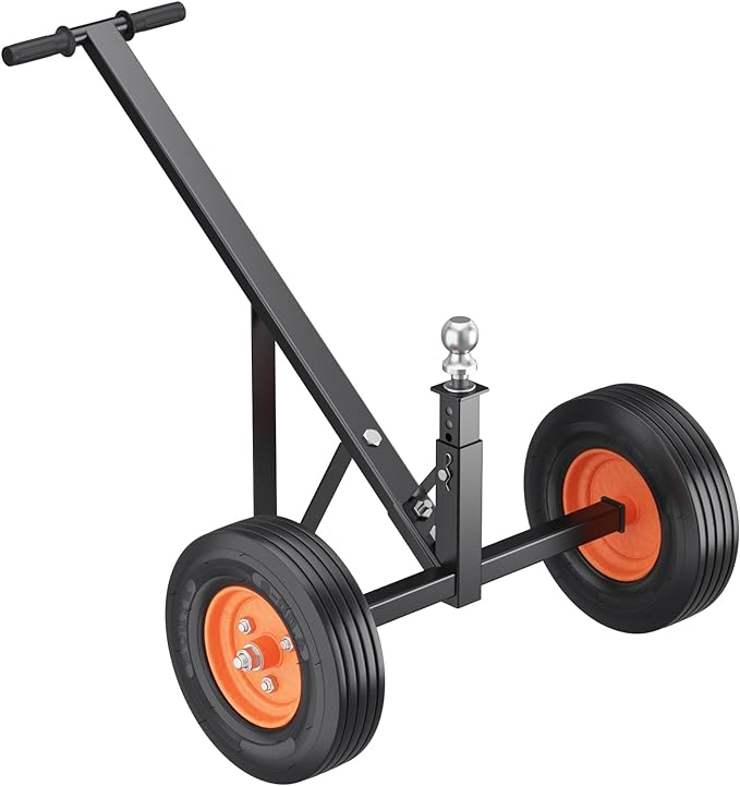 Garvee Trailer Dolly, 600 lbs Tongue Weight Capacity, Carbon Steel Trailer Mover with 16"- 24" Adjustable Height, 1-7-8" Hitch Ball & 10" Crackproof T