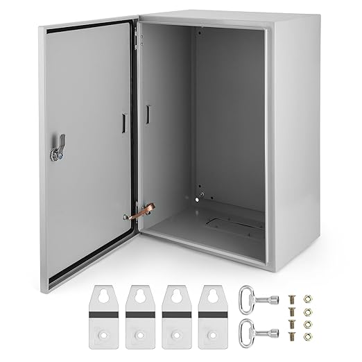 Garvee Junction Box, Steel Electrical Box 24x16x12", NEMA 4X Electrical Enclosure Box IP66 Waterproof & Dustproof, Universal Electrical Project Box wi