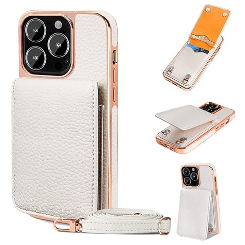 for iPhone case, Card Holder for iPhone case with a Strap, for iPhone 14 & 13 Series (White,iPhone 13 pro max) White iPhone 13 pro max