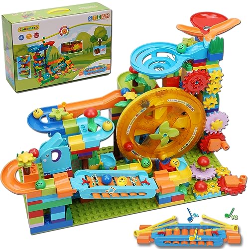 Marble Run Building Blocks for Kid: 3 4 5 6 8 Year Old Montessori Education Preschool STEM Toy - Age 4-8 Kids Creative Puzzle Marbles Track - Christma