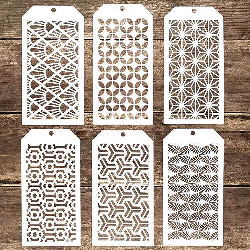 12 * 24cm DIY Decorative Geometry Stencil Template for Scrapbooking Album on Wall Canvas Furniture Paper Crafts,Set of 6 Geometry#9