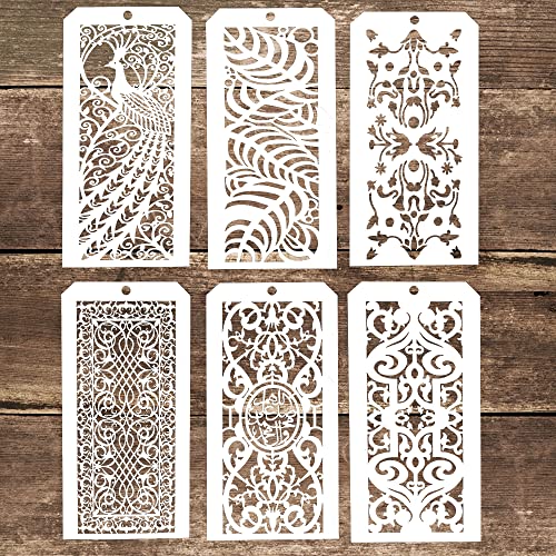 DIY Decorative Stencil Template for Scrapbooking Painting on Wall Furniture Crafts,Set of 6 (Seamlesss Flower #7) Seamless Flower #7