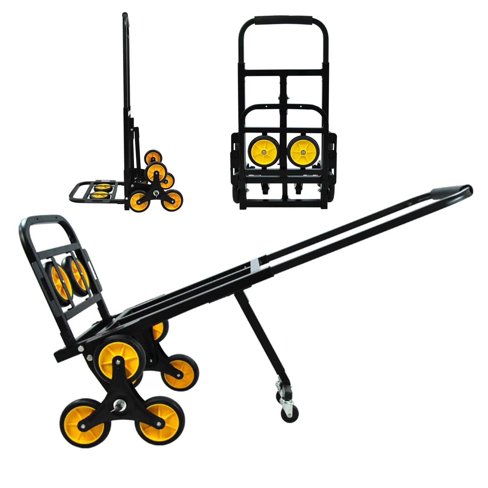 Garvee Portable Stair Climbing Hand Truck Luggage Cart, Heavy-Duty Hand Truck Dolly 330 lbs Load Capacity, Foldable Stair Climber Hand Trucks with Adj