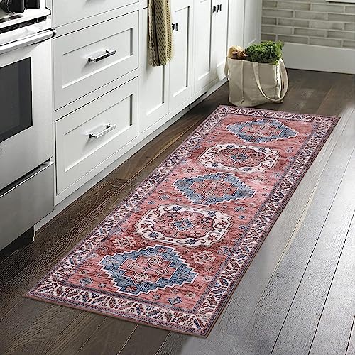 Garvee Oriental Runner Rug 2x6 Modern Rug for Bedroom Machine Washable Rug Vintage Floor Mat for Dining Retro Floor Cover Aesthetic Non-Shedding Anti-