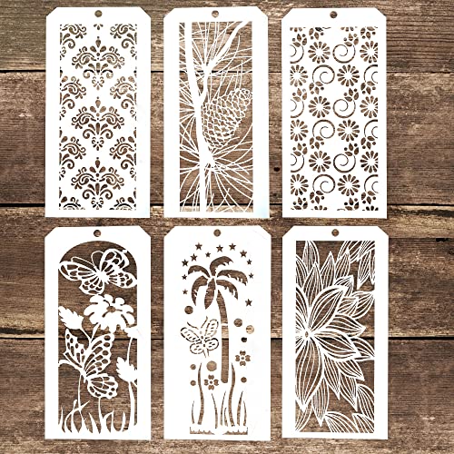 DIY Decorative Stencil Template for Scrapbooking Painting on Wall Furniture Crafts,Set of 6 (Seamlesss Flower #3) Seamless Flower #3