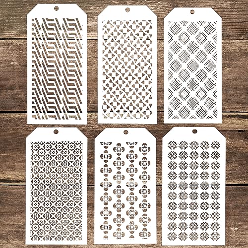 DIY Decorative Geometry Stencil Template for Scrapbooking Album on Wall Furniture Paper Crafts,Set of 6 Geometry#7
