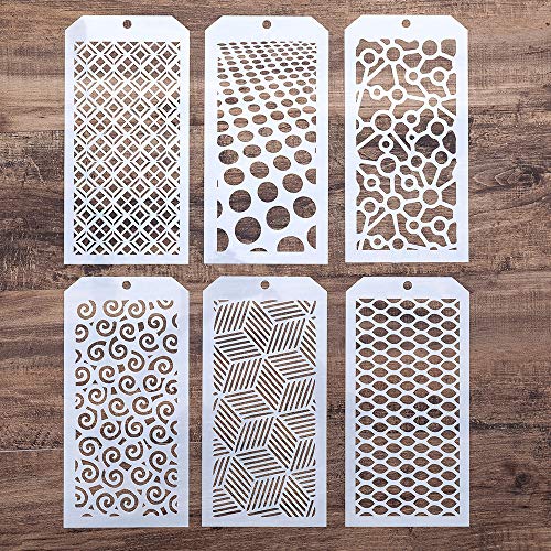 DIY Decorative Stencil Template for Scrapbooking Painting on Wall Furniture Crafts, Set of 6 (Geometry)