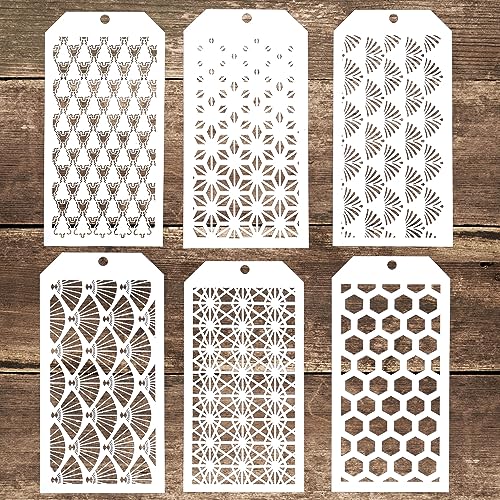 DIY Decorative Geometry Stencil Template for Scrapbooking Canvas Painting on Wall Furniture Paper Crafts,Set of 6 Geometry #2