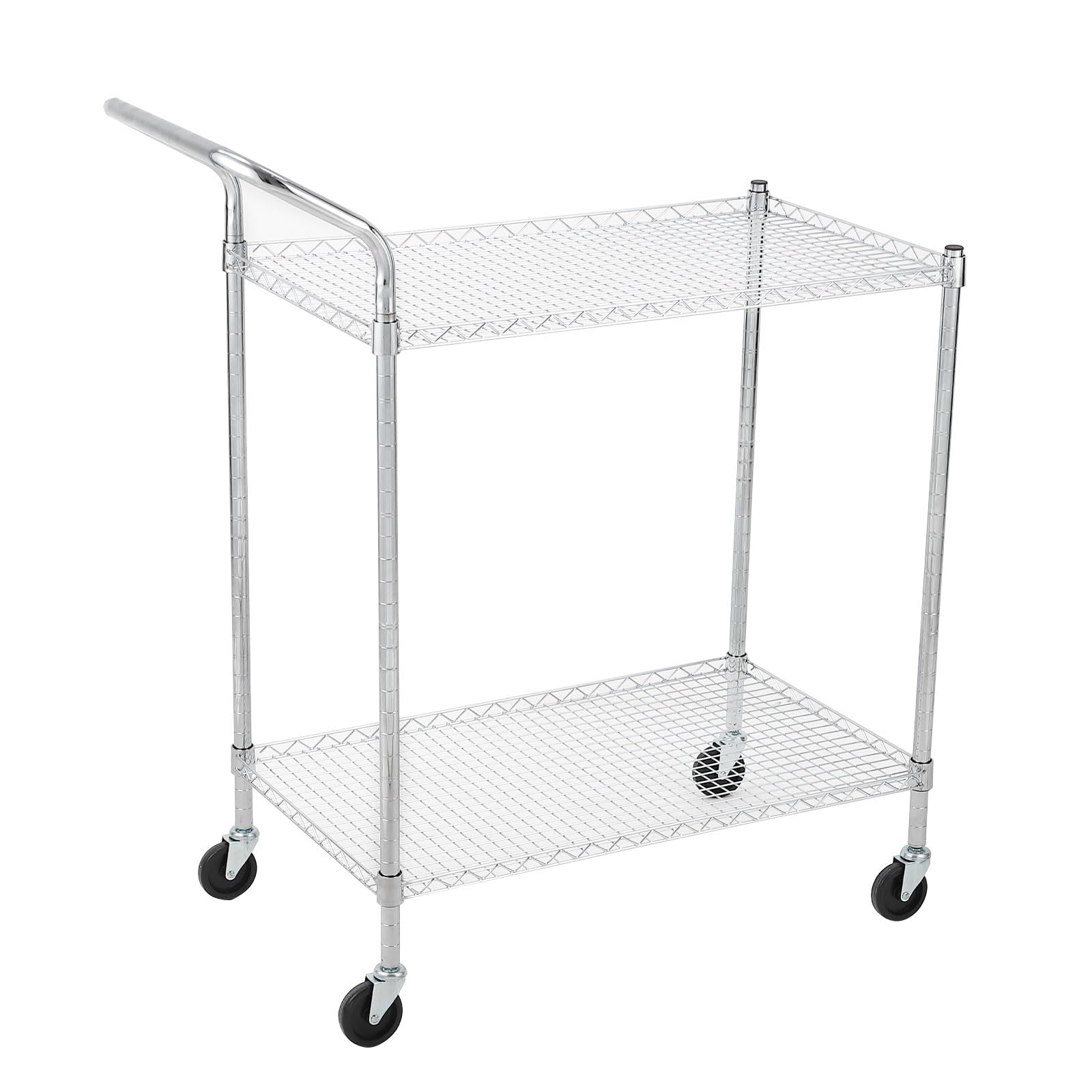 Garvee Commercial Grade Utility Cart, 2 Tires Wire Rolling Cart, Steel Service Cart with Wheels, Food Storage Trolley for Restaurant,Kitchen, High Han