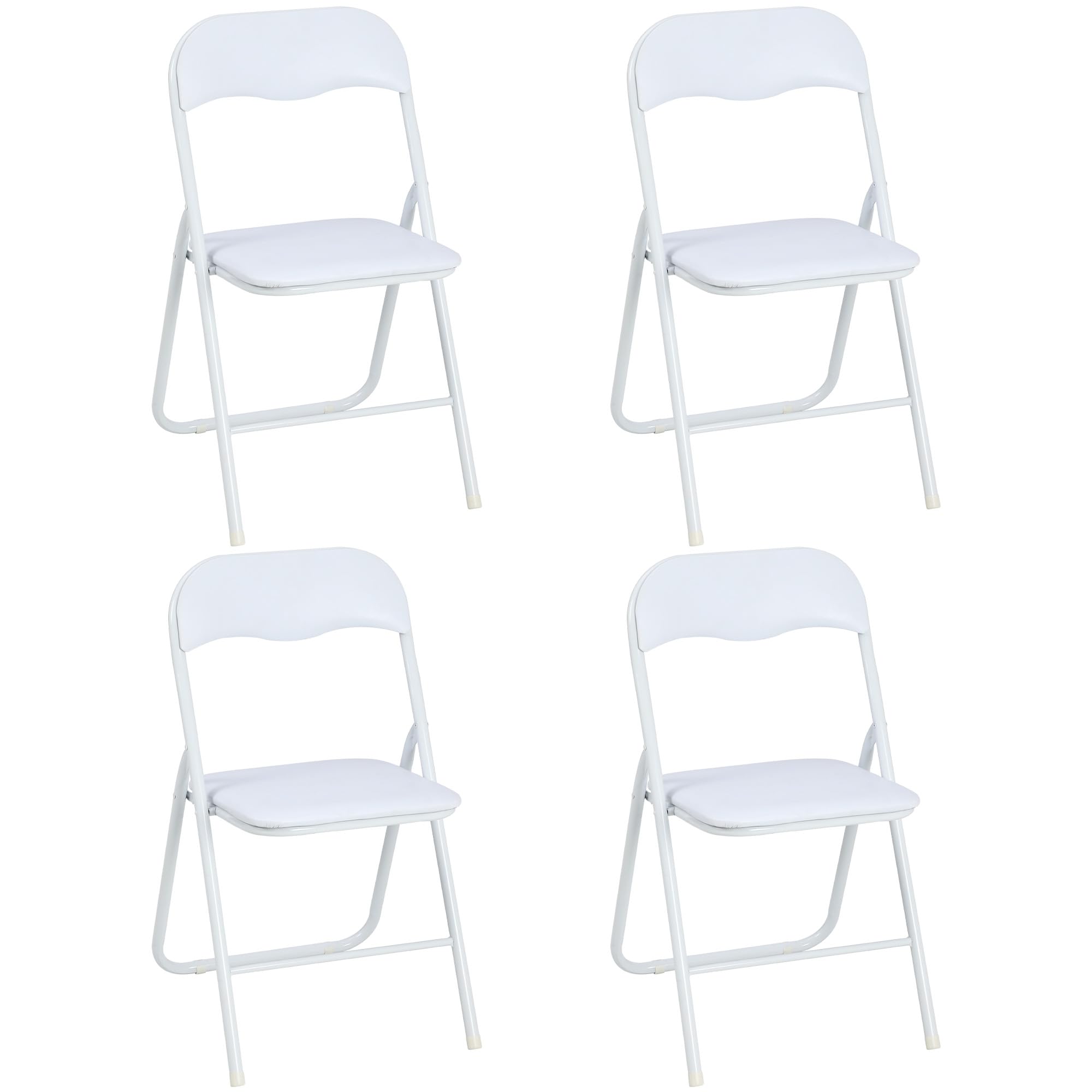 Garvee Folding Chairs with Padded Seats, White Metal Folding Chairs with Non-Slip Feet Pads for Desks Home Office Steel Guest Reception Party Poker St
