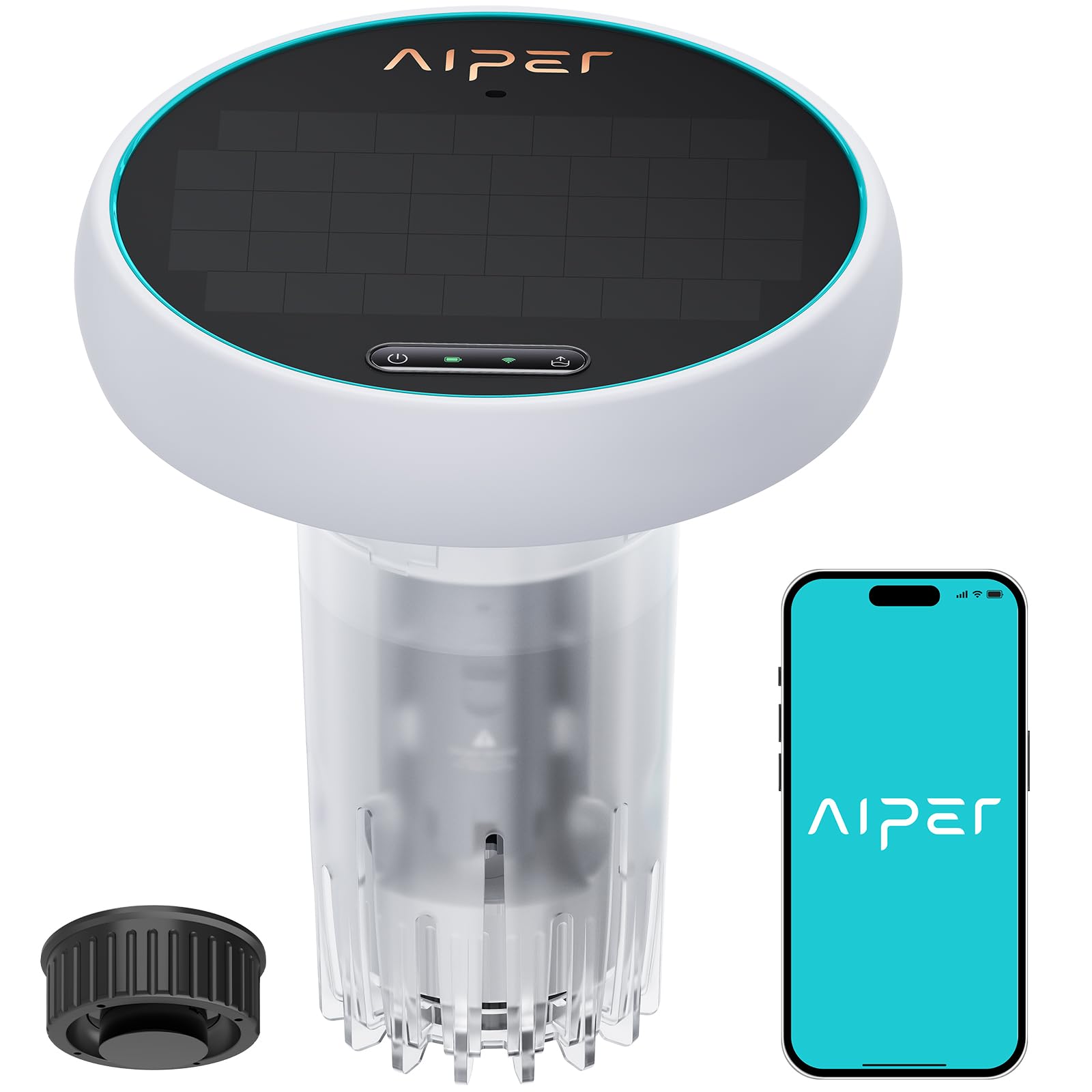 AIPER HydroComm Pro Smart Pool Monitor: 5-in-1 Water Testing for Pools, Hot Tubs, and Spas. Features App Control and Real-Time Underwater Connectivity