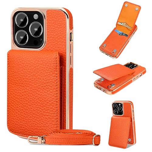 for iPhone case, Card Holder for iPhone case with a Strap, for iPhone 14 & 13 Series (Orange,iPhone 14 pro) Orange iPhone 14 pro