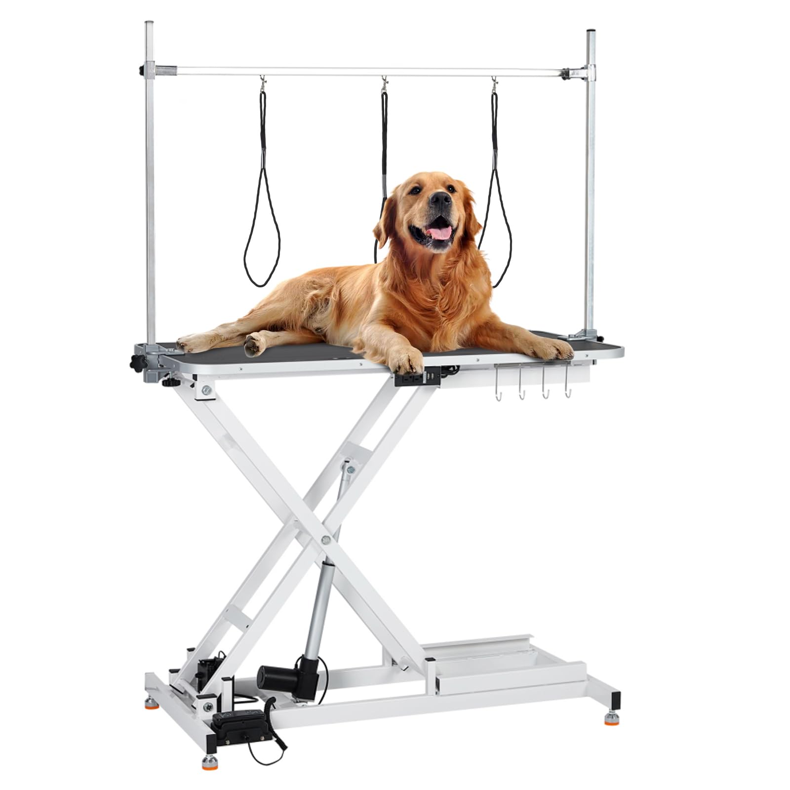 Garvee 47" Electric Dog Grooming Table, Pet Grooming Table for Dogs & Cats, Height Adjustable (9"-40") with Overhead Arm, Anti Slip Tabletop, 3 Groomi