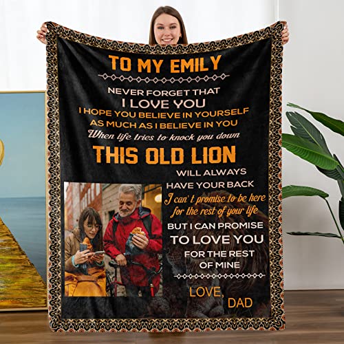 Custom Blanket with Name for Daughter, Daughter Christmas Birthday Thanksgiving Special Occasions Throws Blanket To My Daughter,dad CUSTOM-PHOTO