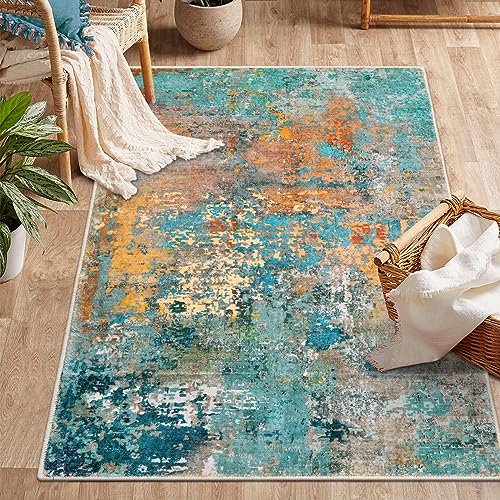 Lahome Modern Abstract Area Rug - 3x5 Soft Rug for Bedroom Non Slip Living Room Mat, Machine Washable Contemporary Throw Carpet for Office Front Door