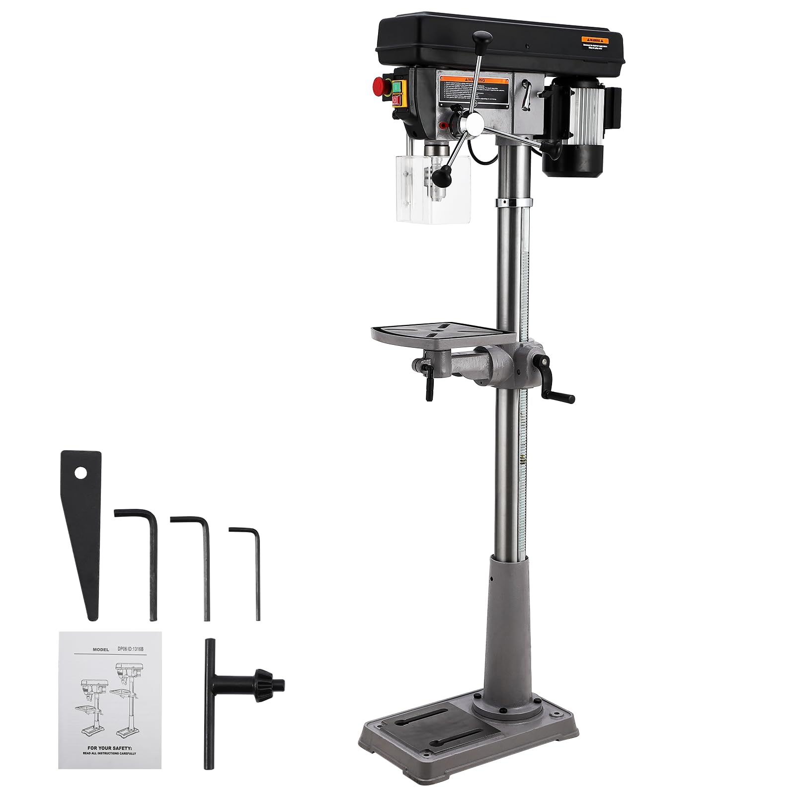 Garvee 13 Inch 7.5 Amp Floor Drill Press, Swing Guard, 288-3084 RPM