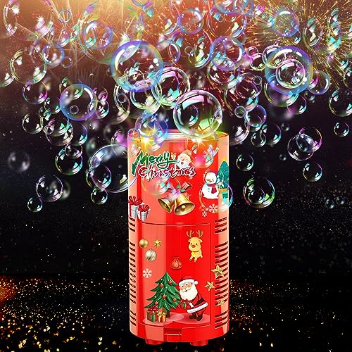 Fireworks Bubble Machine with Lights - 13 Holes, Kids Party Bubble Machine with Closeable Sound, Christmas, Chinese New Year