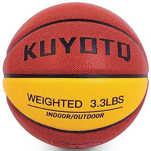 KUYOTQ 3LBS-3.3LBS-2.2LBS Weighted Heavy Basketball 29.5-28.5" Composite Indoor Outdoor Training Size 7-6 Basketball Equipment for Improving Ball Hand