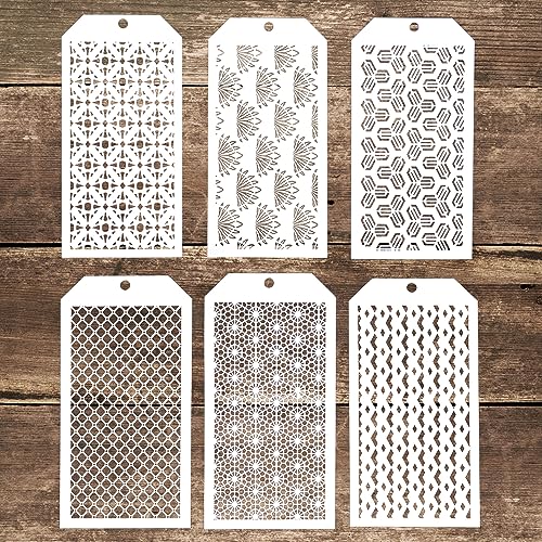 DIY Decorative Geometry Stencil Template for Scrapbooking Canvas Painting on Furniture Paper Crafts,Set of 6 Geometry#4