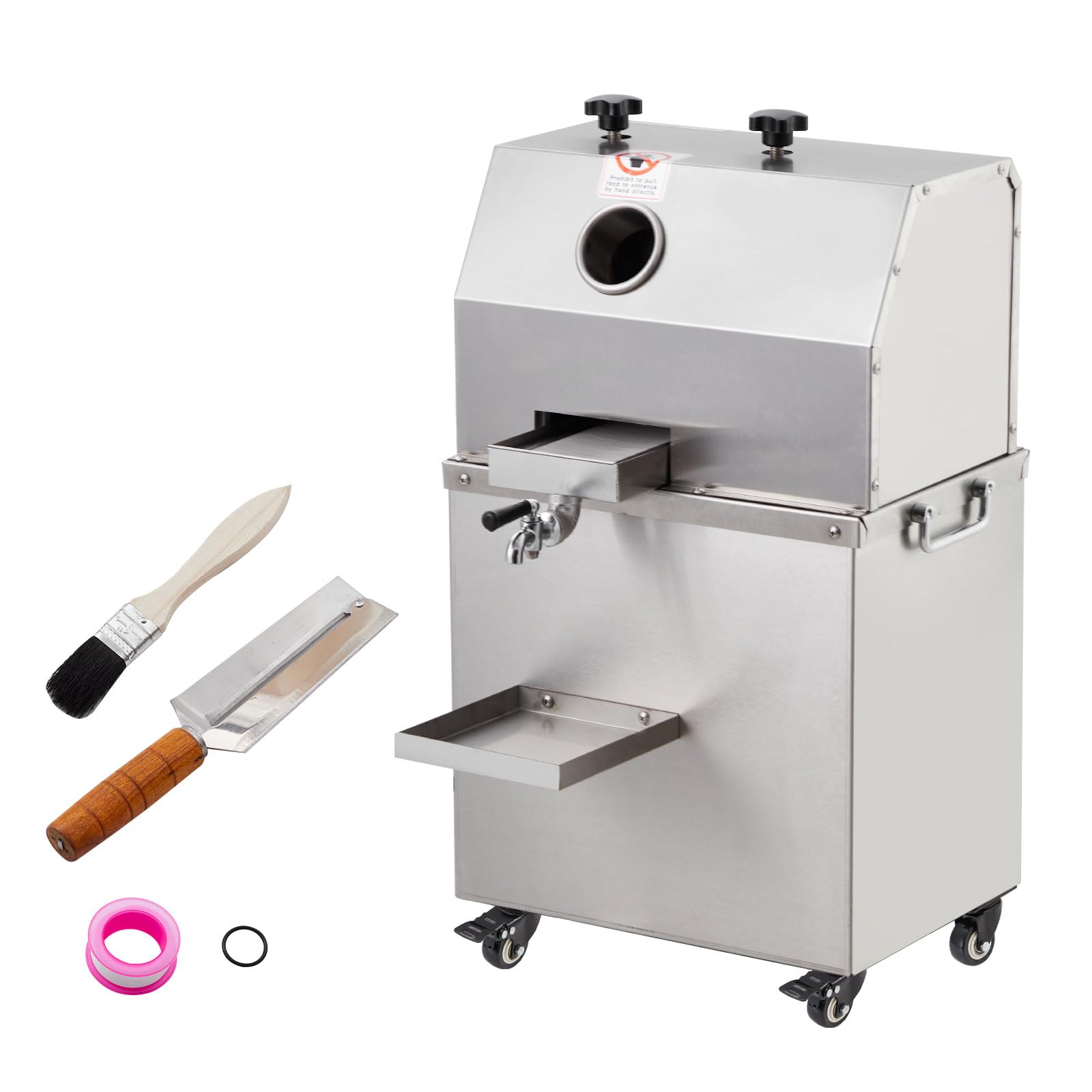 Garvee Sugarcane Juicer, 800W Sugarcane Juicer with 3 Stainless Steel Drums, 2.4-inch Large Inlet, Wheeled Sugarcane Juicer, 661LBS-H, Suitable for Ho