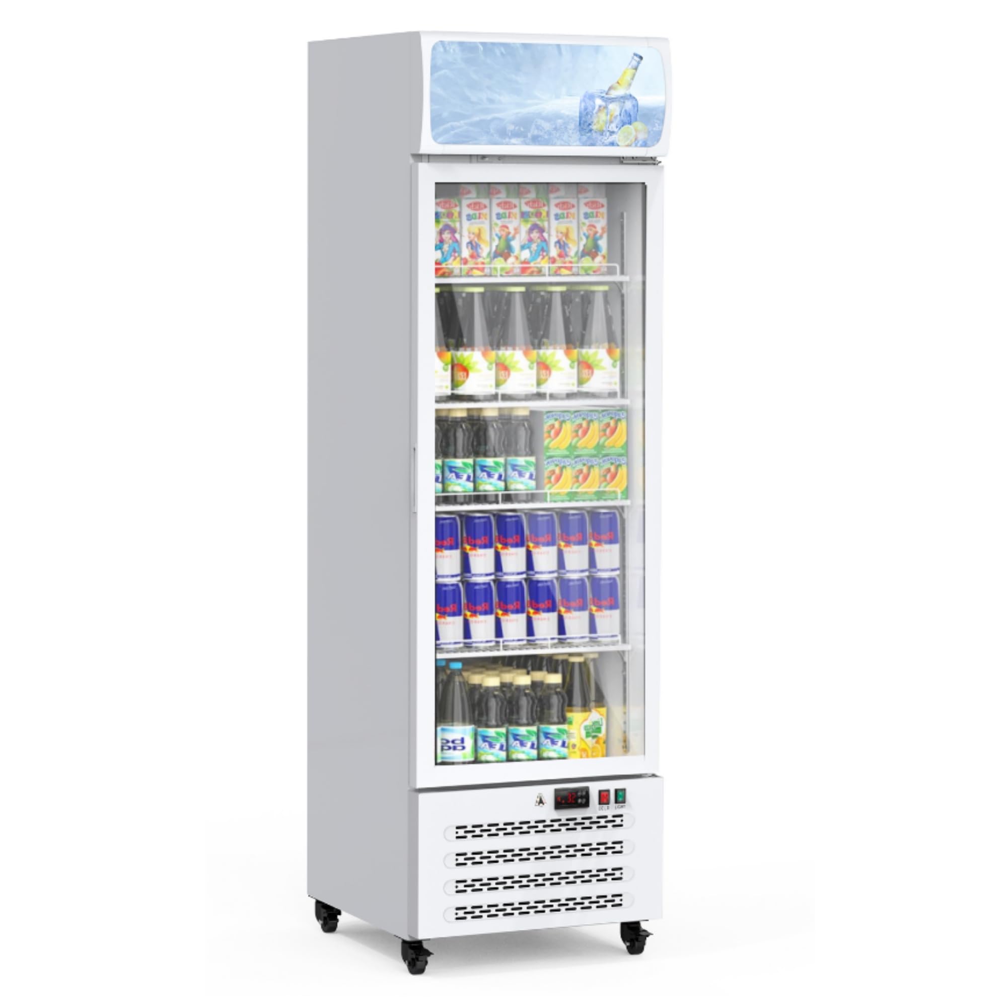 Garvee 12 Cu.Ft Commercial Display Refrigerator – Beverage Cooler with Adjustable Shelves, LED Lighting, Single Swing Door for Store, Gym, Bar, Office